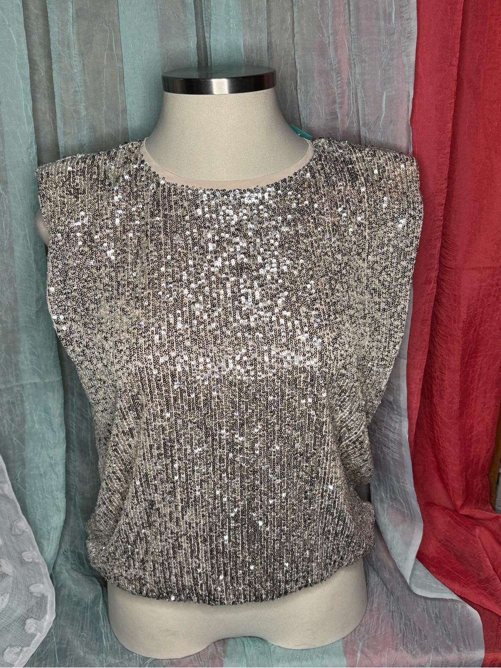 Maurices Silver Sequin Sleeveless Sleeveless Blouse